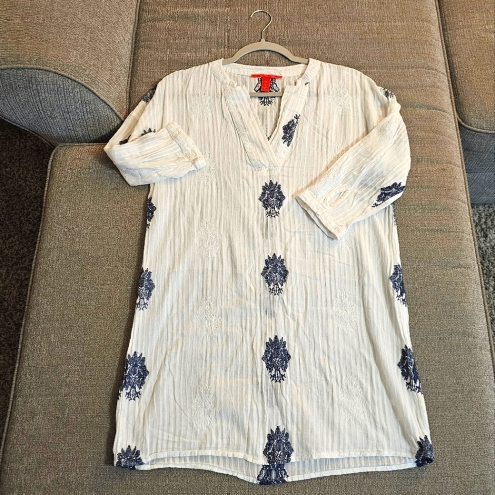 Chelsea & Violet White Sheer Beach Casual Embroidered Tunic Size XS